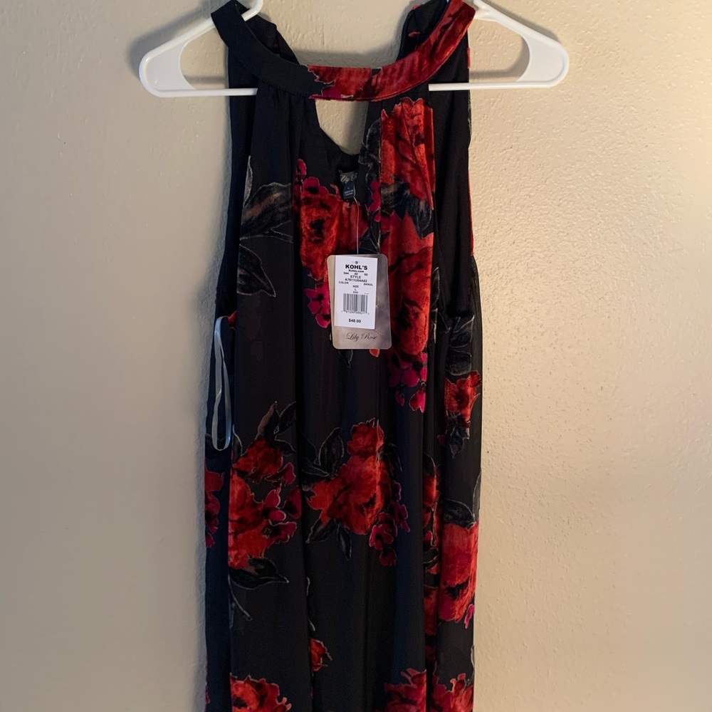 Black and red floral dress